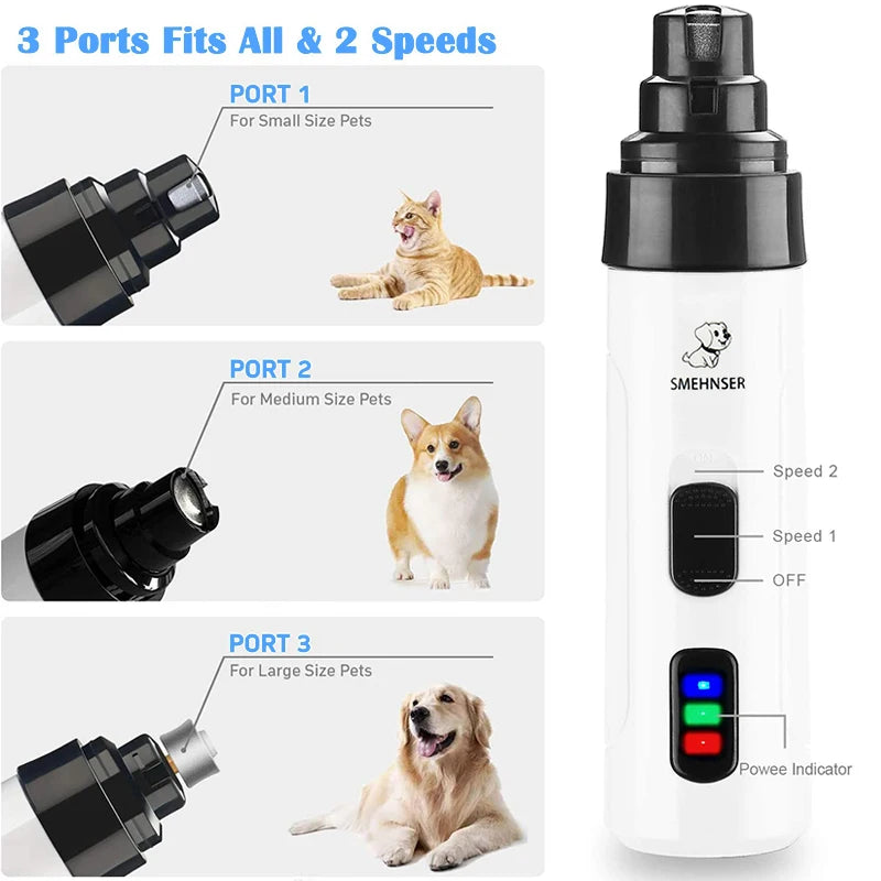 Rechargeable Electric Pet Nail Grinder – Quiet USB Trimmer for Dogs & Cats