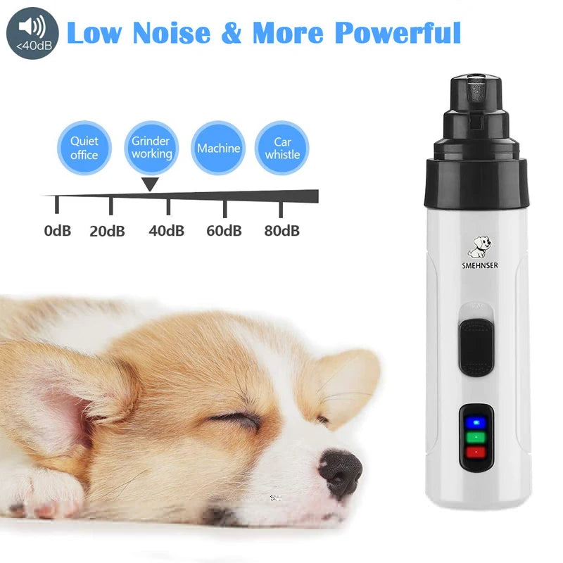 Rechargeable Electric Pet Nail Grinder – Quiet USB Trimmer for Dogs & Cats