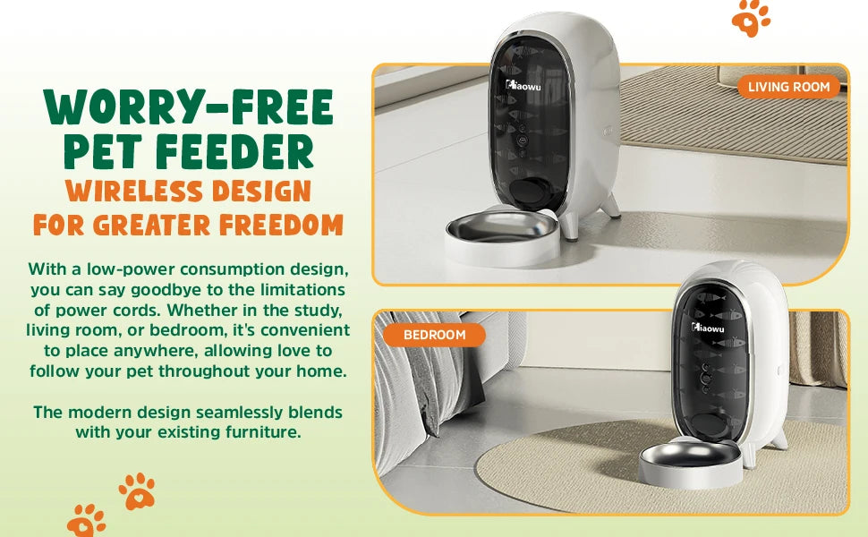 Smart Automatic Cat Feeder with WiFi Control, Anti-Clog Design & Airtight Storage – Ensures Fresh Food for Cats & Small Dogs