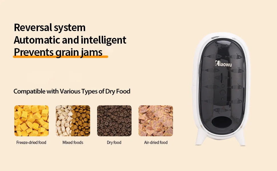 Smart Automatic Cat Feeder with WiFi Control, Anti-Clog Design & Airtight Storage – Ensures Fresh Food for Cats & Small Dogs