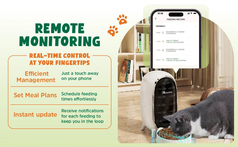 Smart Automatic Cat Feeder with WiFi Control, Anti-Clog Design & Airtight Storage – Ensures Fresh Food for Cats & Small Dogs