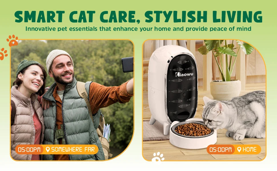 Smart Automatic Cat Feeder with WiFi Control, Anti-Clog Design & Airtight Storage – Ensures Fresh Food for Cats & Small Dogs