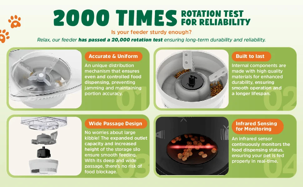 Smart Automatic Cat Feeder with WiFi Control, Anti-Clog Design & Airtight Storage – Ensures Fresh Food for Cats & Small Dogs