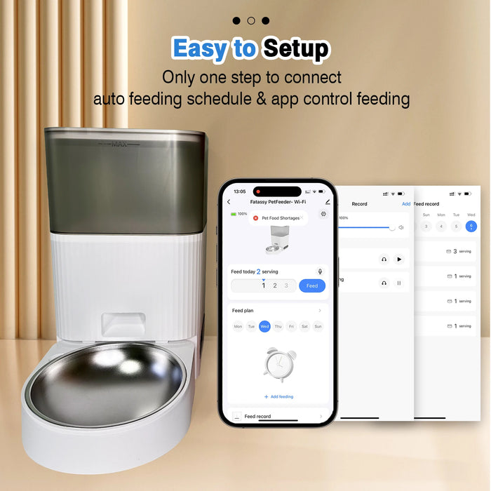 Smart Automatic Cat Feeder – APP Control, Timed Food Dispenser with Locking Lid & Voice Recording