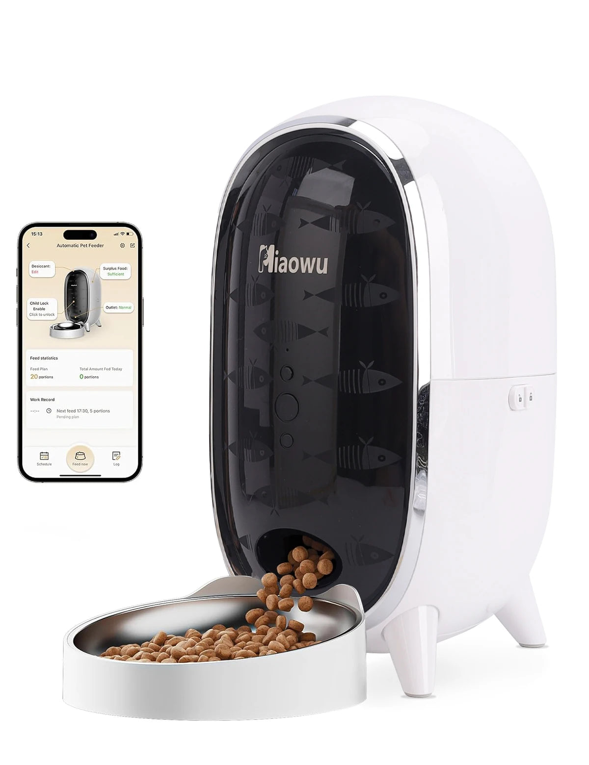 Smart Automatic Cat Feeder with WiFi Control, Anti-Clog Design & Airtight Storage – Ensures Fresh Food for Cats & Small Dogs