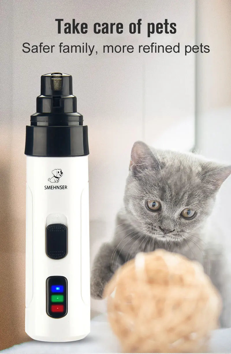 Rechargeable Electric Pet Nail Grinder – Quiet USB Trimmer for Dogs & Cats