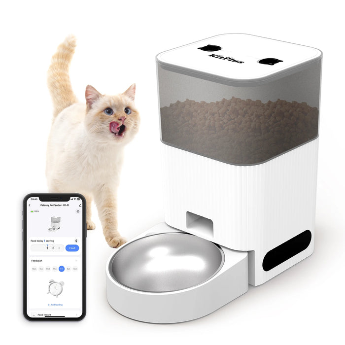 Smart Automatic Cat Feeder – APP Control, Timed Food Dispenser with Locking Lid & Voice Recording