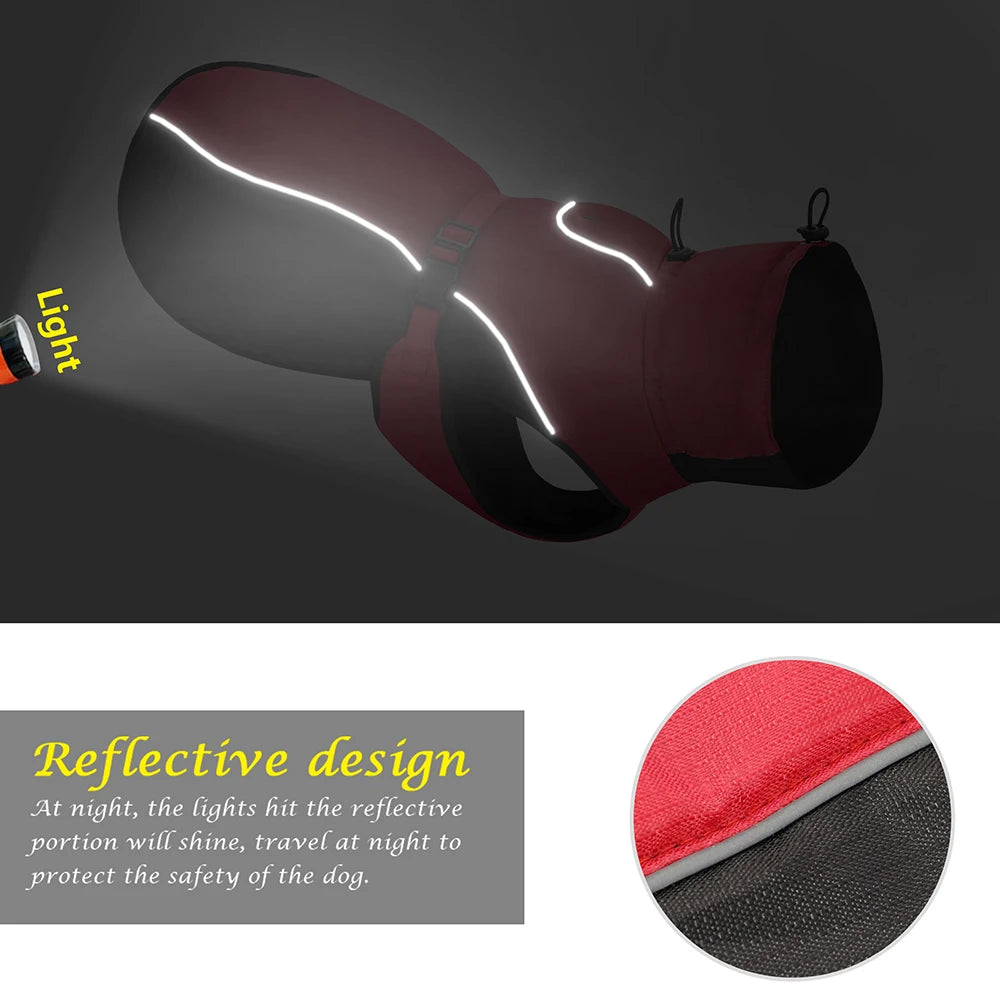 Reflective Waterproof Dog Coat – Warm Jacket for Medium & Large Dogs | Raincoat in Sizes XL to 6XL