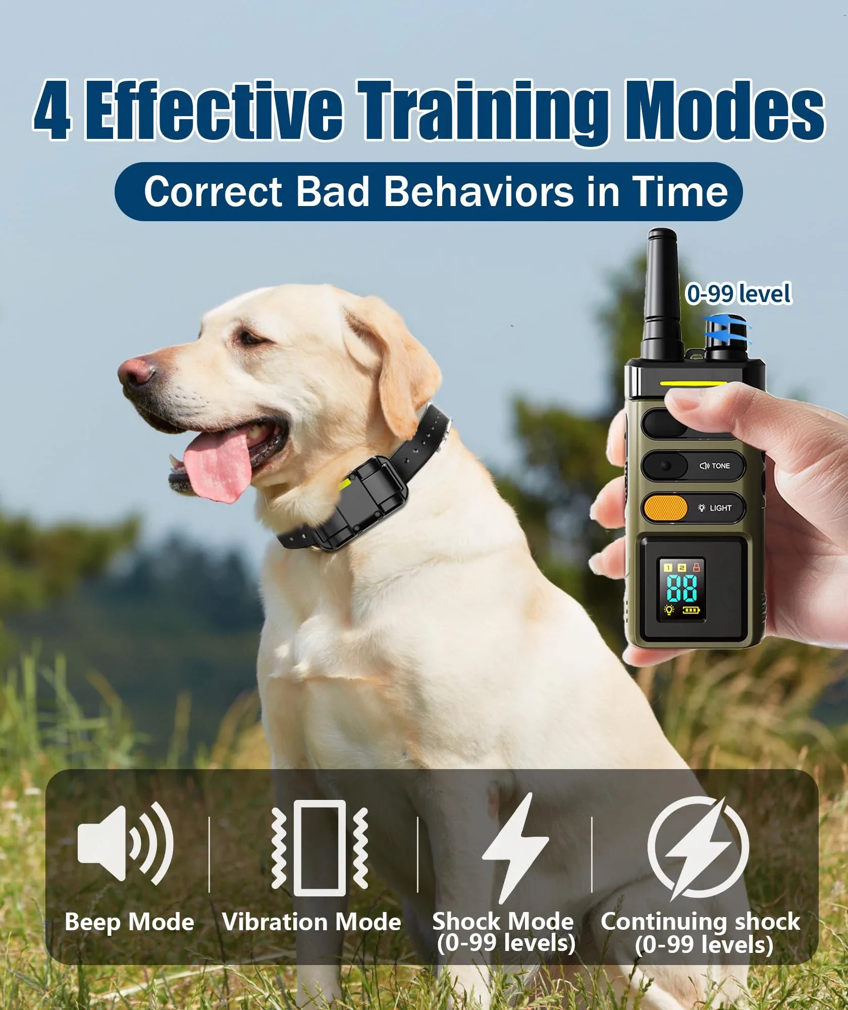 Waterproof Dog Training Collar – 5200FT Remote Electric Collar with 4 Adjustable Training Mode