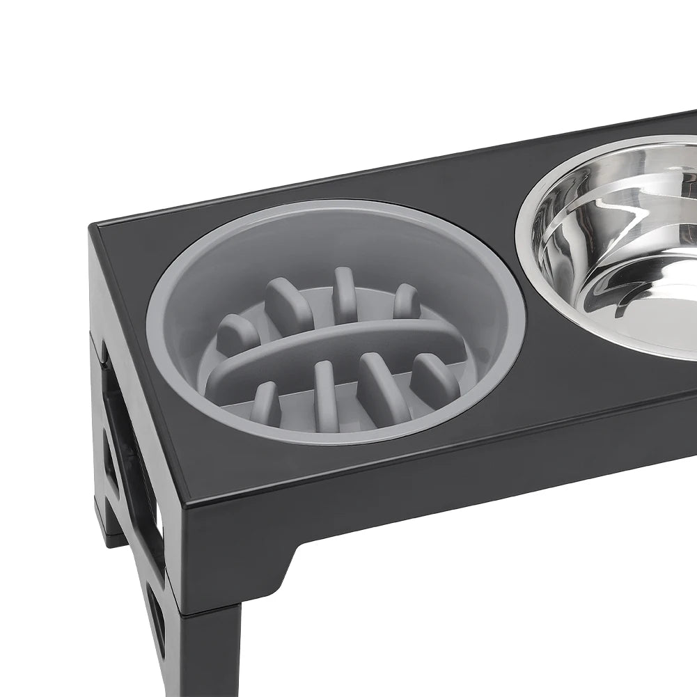 Adjustable Elevated Dog Feeder with 2 Stainless Steel Bowls – Foldable Raised Pet Bowl Stand for Small to Large Dogs