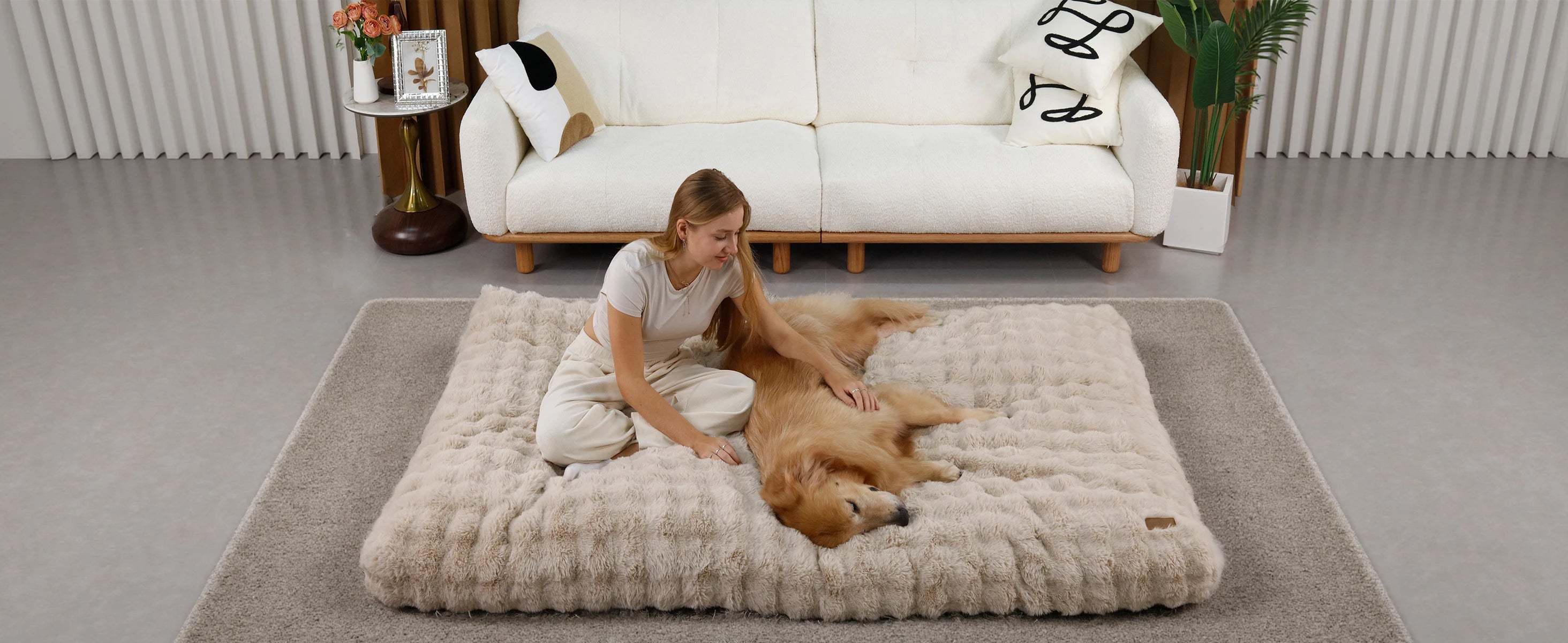 Ultra Plush Dog Bed – Soft Washable Pet Cushion & Crate Mattress for Puppies and Large Dogs