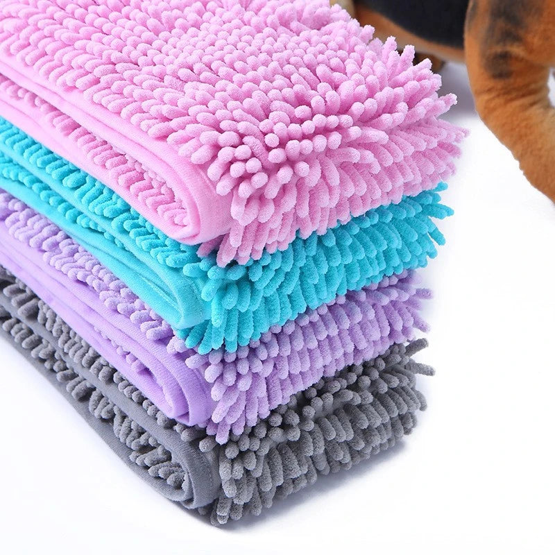 Stack of colorful Chenille cleaning cloths on a white background