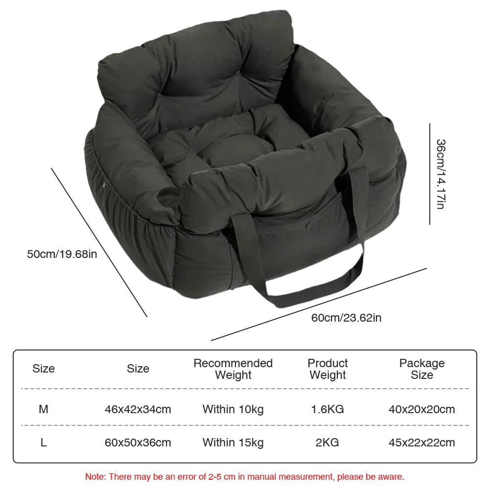 Washable Dog Car Seat with Safety Belt – Pet Booster Seat for Small & Medium Dogs up to 7.5kg