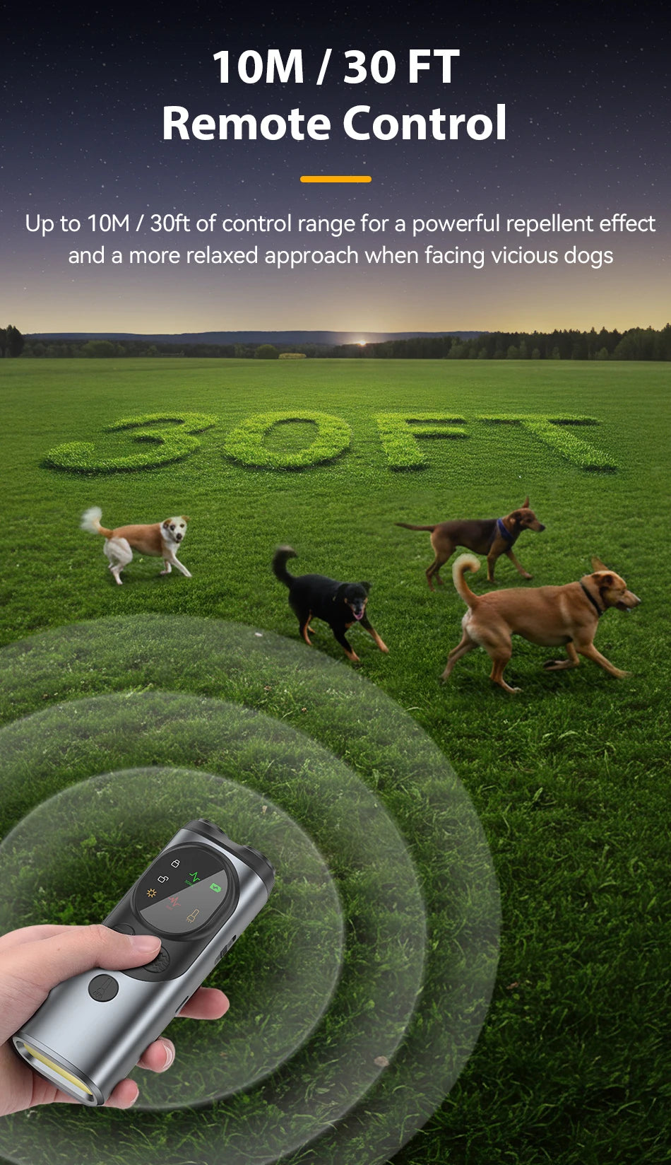 Ultrasonic Dog Repeller – Rechargeable Anti-Barking & Training Device with LED Flashlight