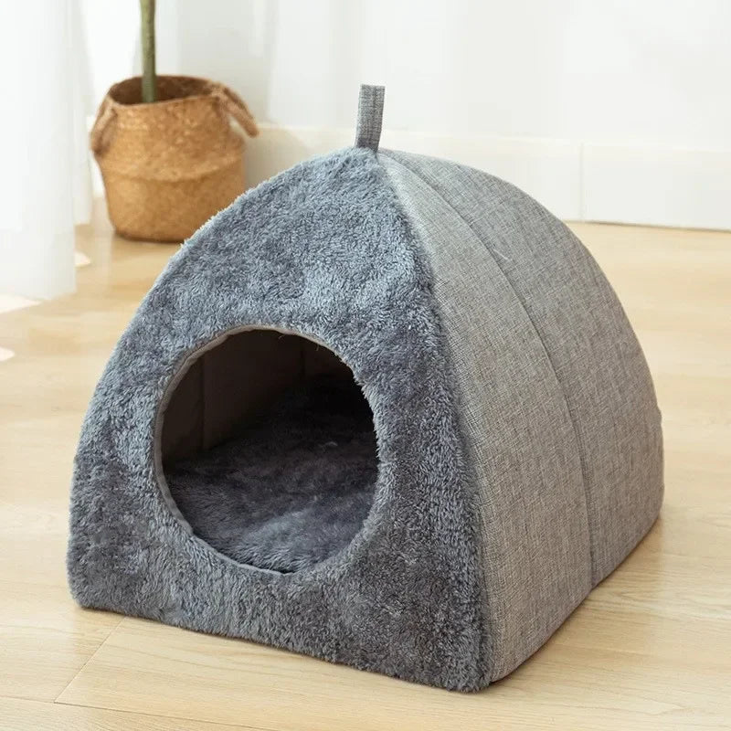 Triangle Cat House Bed – Warm Enclosed Nest for Comfort & Deep Sleep | Stylish Cat Tent Design