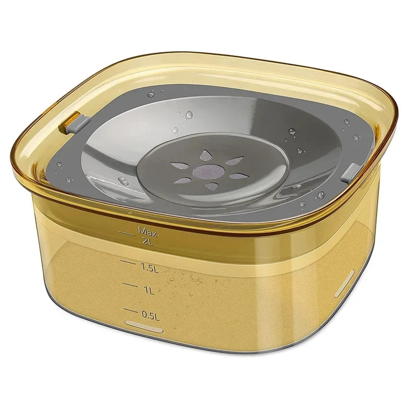 2L Dog Water Bowl – Clear No Spill Floating Design, Anti-Wet Mouth Pet Bowl for Dogs and Cats, Large Capacity Drinker