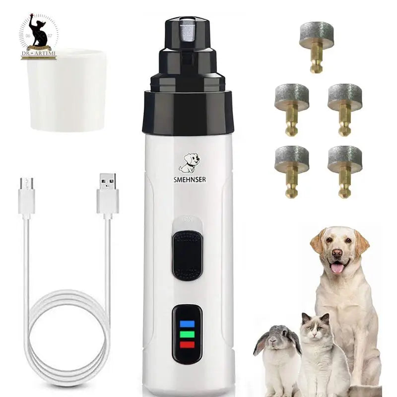 Rechargeable Electric Pet Nail Grinder – Quiet USB Trimmer for Dogs & Cats