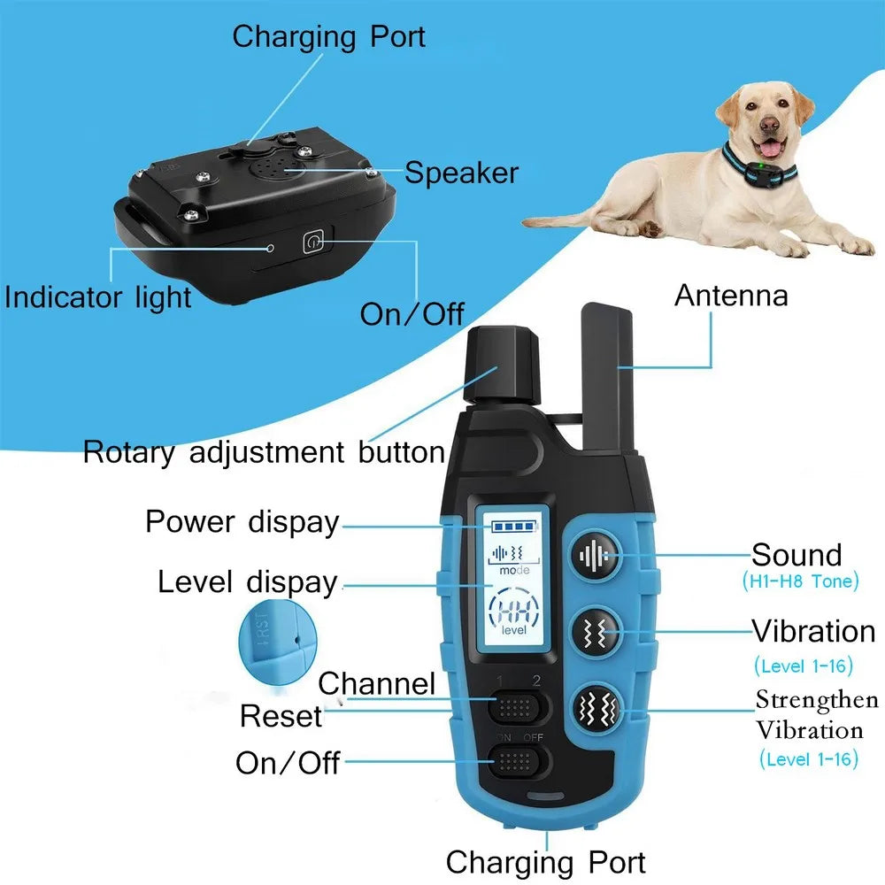 No Shock 3300Ft Dog Training Collar | Remote, Rechargeable & Waterproof | Beep & Vibration