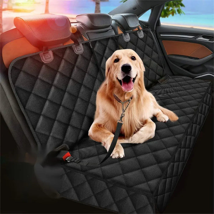 Waterproof Dog Car Seat Cover Hammock – Black Rear Seat Protector with Shoulder Strap | Dirt-Resistant Pet Travel Mat for SUVs, Trucks & Cars
