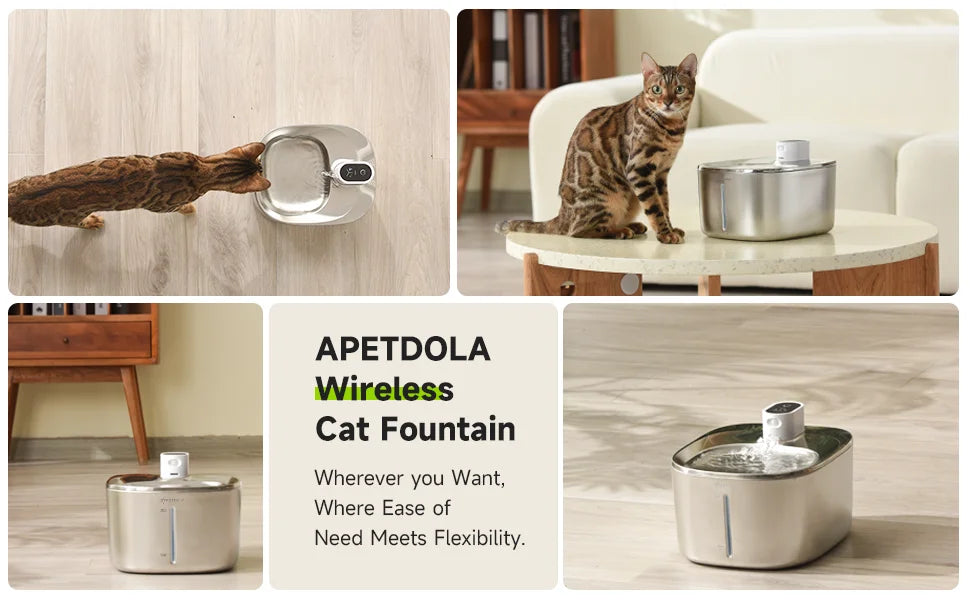 Automatic Cat Water Fountain 4L – Wireless Pet Water Dispenser with Smart Motion Sensor, Quiet Filtration System for Cats & Dogs