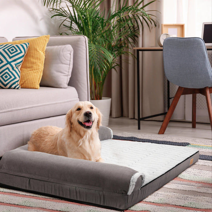 Heavy Duty L-Shaped Dog Bed - Super Soft Calming Chaise Sofa for Large & Medium Dogs with Removable Plush Cover, Durable Kennel Mattress Design