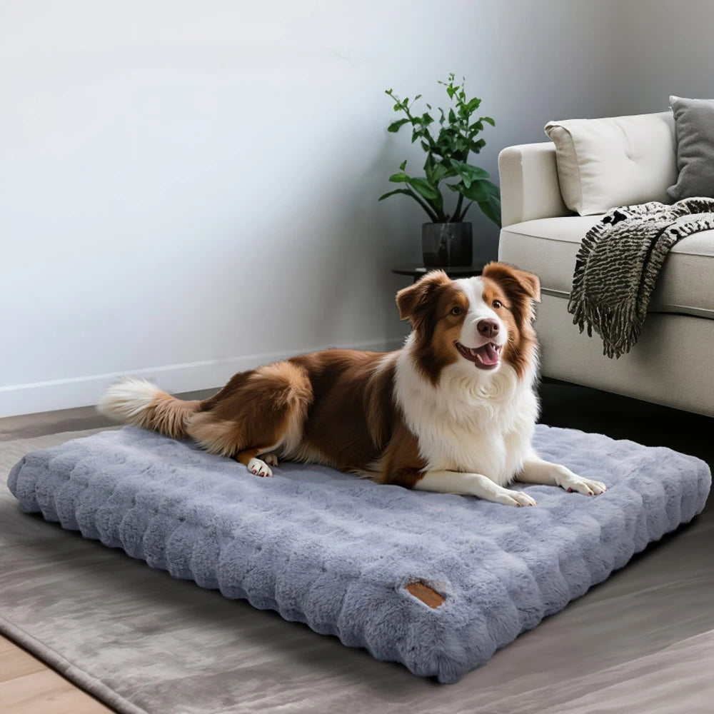Ultra Plush Dog Bed – Soft Washable Pet Cushion & Crate Mattress for Puppies and Large Dogs