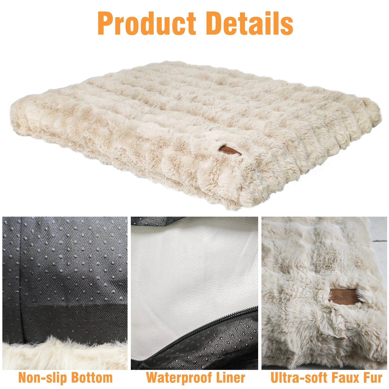 Ultra Plush Dog Bed – Soft Washable Pet Cushion & Crate Mattress for Puppies and Large Dogs