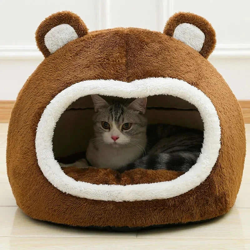 Plush Cat Cave Bed – Cozy Hideaway Lounger for Cats | Soft Cushion Mat for Feline Comfort