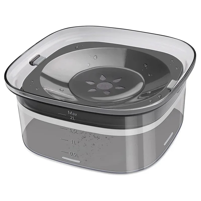 2L Dog Water Bowl – Clear No Spill Floating Design, Anti-Wet Mouth Pet Bowl for Dogs and Cats, Large Capacity Drinker