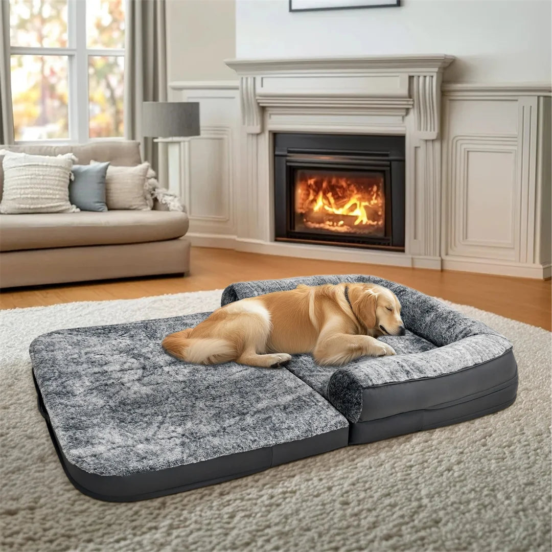 Foldable Human-Sized Orthopedic Dog Bed – 180cm Giant Calming Pet Lounger with Plush Cover for Ultimate Comfort