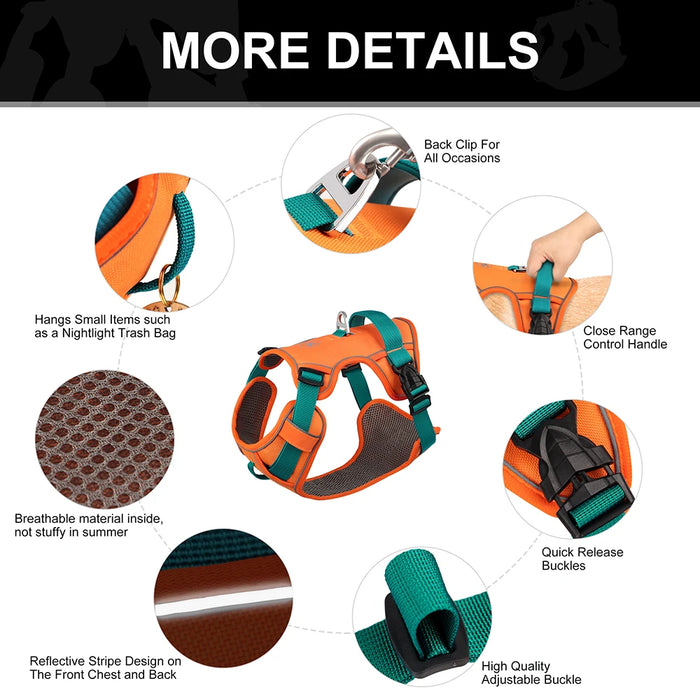 Reflective Mesh Dog Harness – Breathable No-Pull Pet Vest, Adjustable & Durable for Small, Medium & Large Dogs – Comfy Nylon Training Harness with Safety Straps