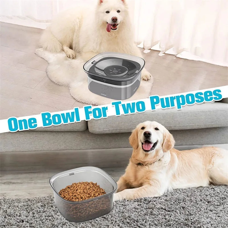 2L Dog Water Bowl – Clear No Spill Floating Design, Anti-Wet Mouth Pet Bowl for Dogs and Cats, Large Capacity Drinker