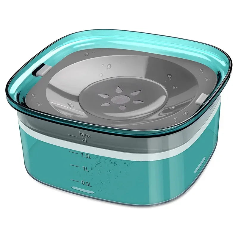 2L Dog Water Bowl – Clear No Spill Floating Design, Anti-Wet Mouth Pet Bowl for Dogs and Cats, Large Capacity Drinker