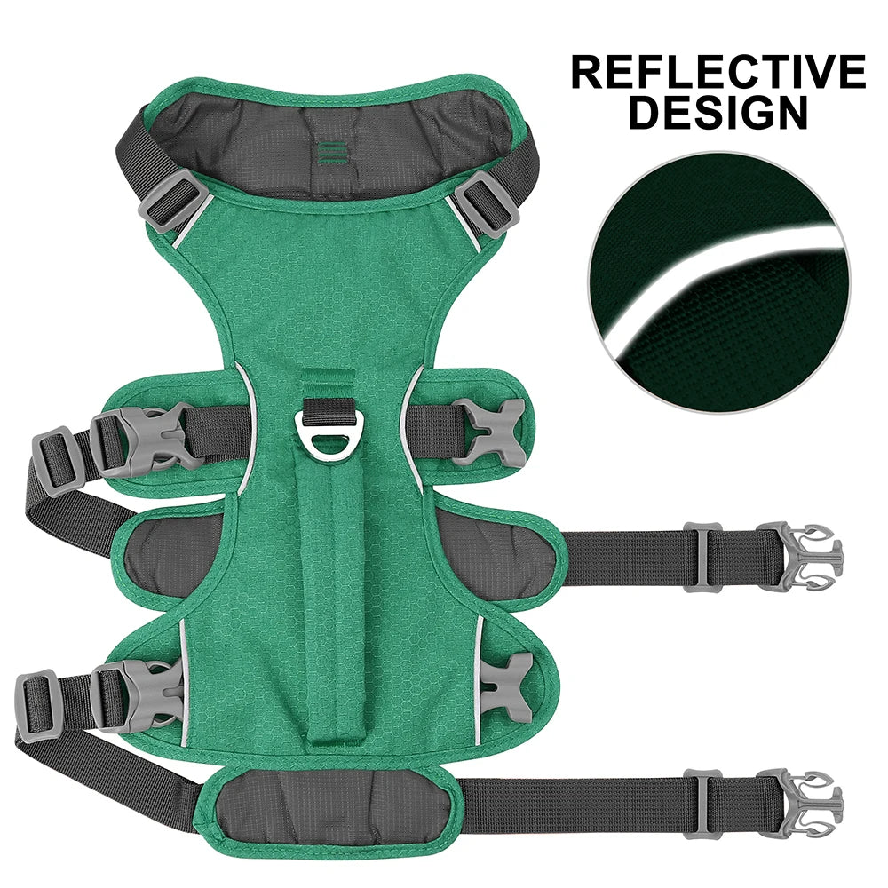 Reflective No-Pull Dog Harness with Handle – Adjustable Nylon Pet Vest for Small, Medium & Large Dogs – Durable Walking Harness for Bulldogs & More