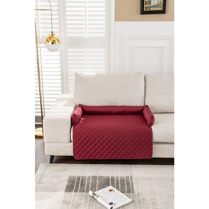 Waterproof Dog Bed & Sofa Cover: Washable Pet Mat with Neck Pillow | Calming Cat & Dog Nest for Travel & Home