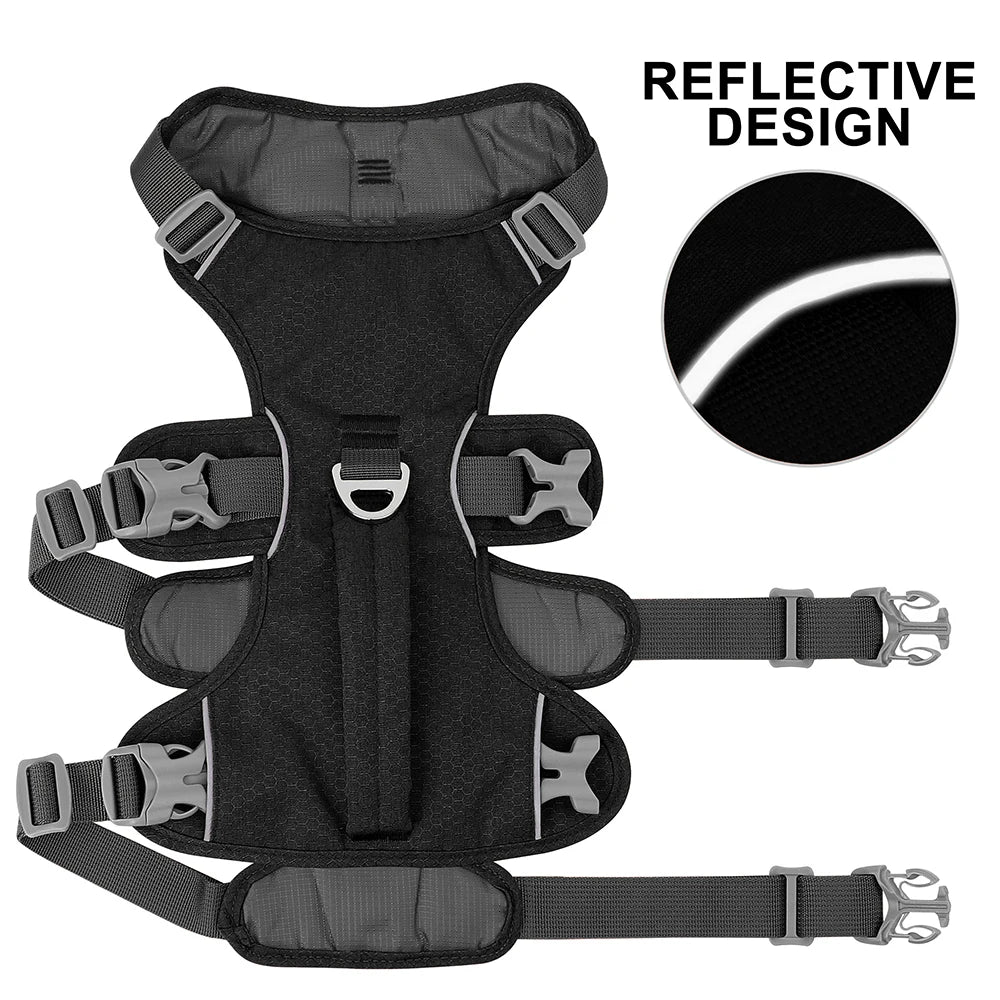 Reflective No-Pull Dog Harness with Handle – Adjustable Nylon Pet Vest for Small, Medium & Large Dogs – Durable Walking Harness for Bulldogs & More