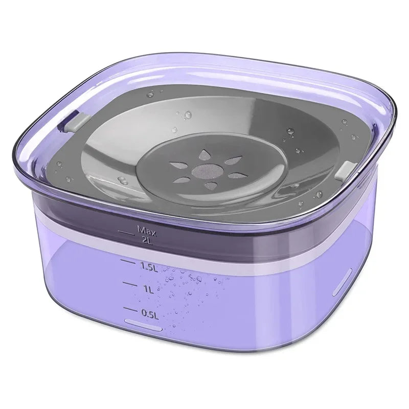 2L Dog Water Bowl – Clear No Spill Floating Design, Anti-Wet Mouth Pet Bowl for Dogs and Cats, Large Capacity Drinker