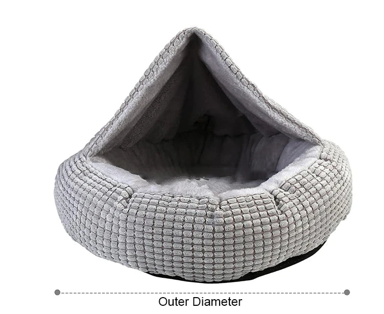 Gray textured pet bed on a white background