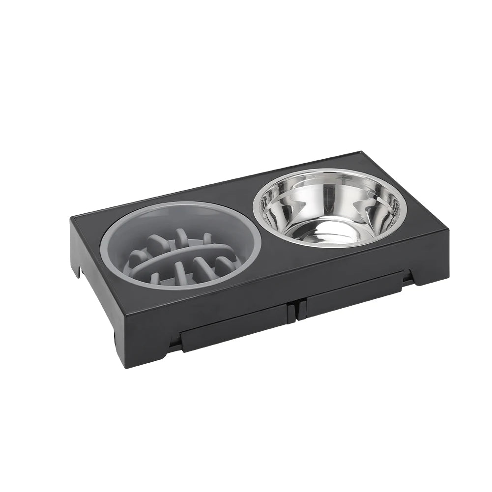 Adjustable Elevated Dog Feeder with 2 Stainless Steel Bowls – Foldable Raised Pet Bowl Stand for Small to Large Dogs