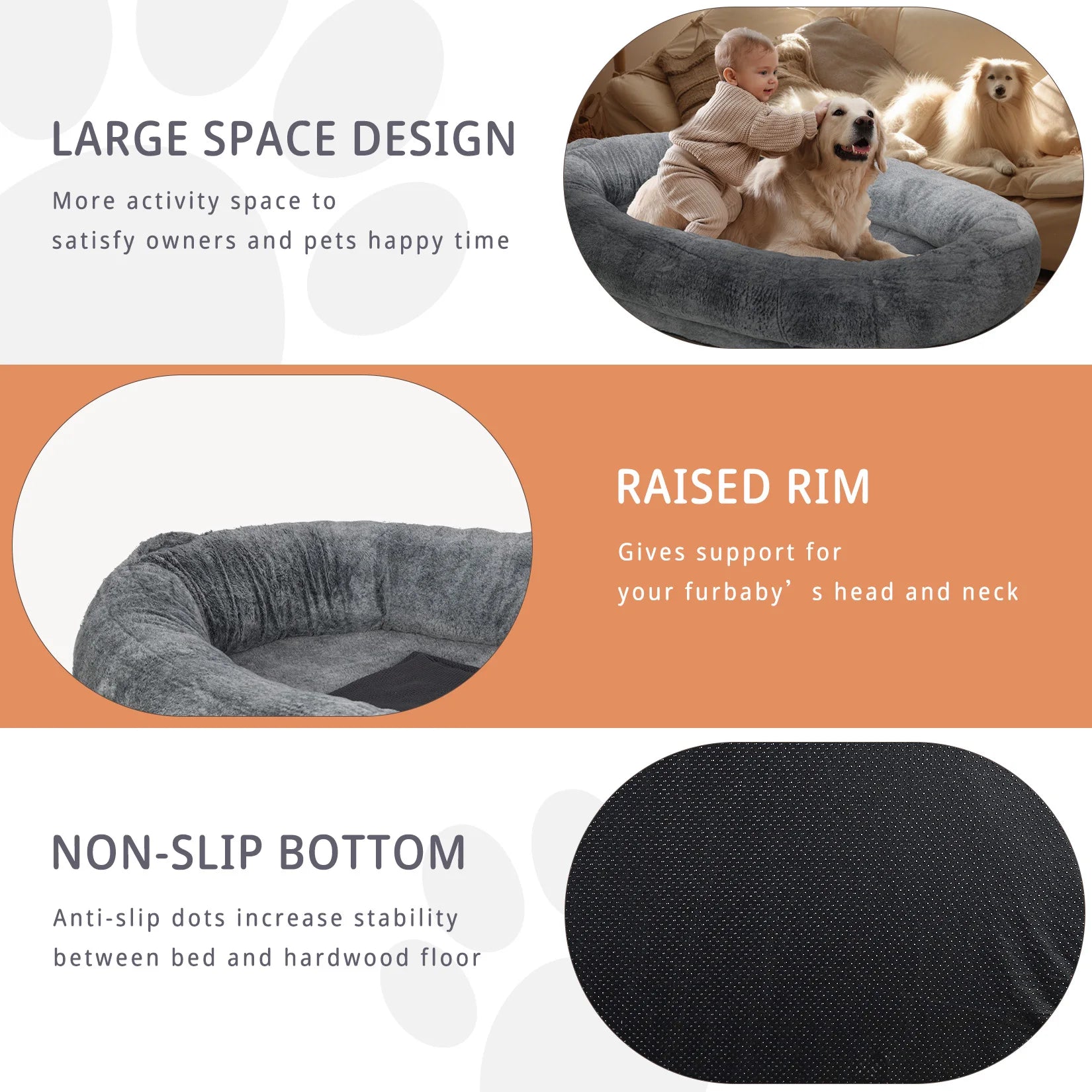 Ultimate Comfort Large Human Dog Bed 66"x43"x17" – Human-Sized Big Dog Bed for Adults & Pets, Giant Beanbag with Washable Fur Cover & Blanket