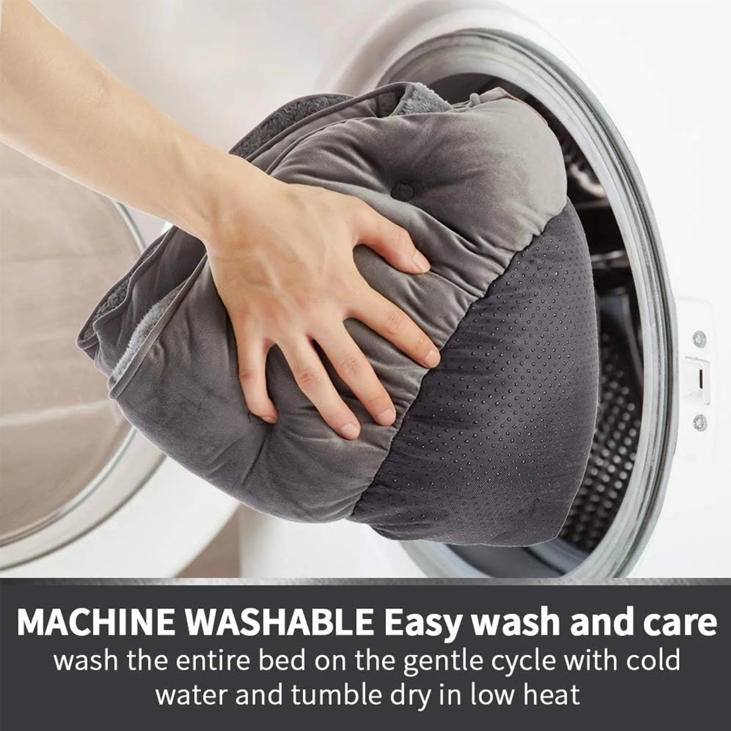 Premium Pet Bed for Cats & Small Dogs – Soft, Washable, Non-Slip, Water-Resistant, Grey – 50cm