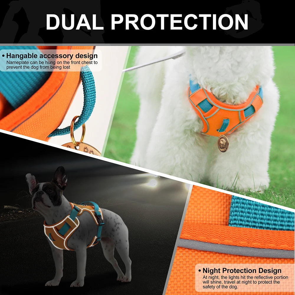 Reflective Mesh Dog Harness – Breathable No-Pull Pet Vest, Adjustable & Durable for Small, Medium & Large Dogs – Comfy Nylon Training Harness with Safety Straps