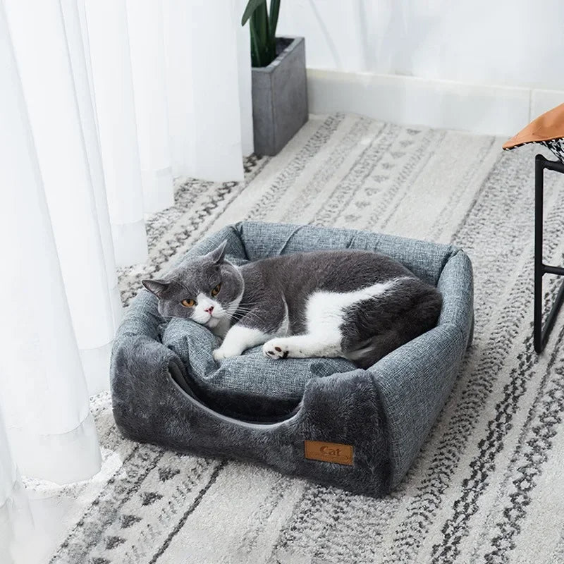 Triangle Cat House Bed – Warm Enclosed Nest for Comfort & Deep Sleep | Stylish Cat Tent Design