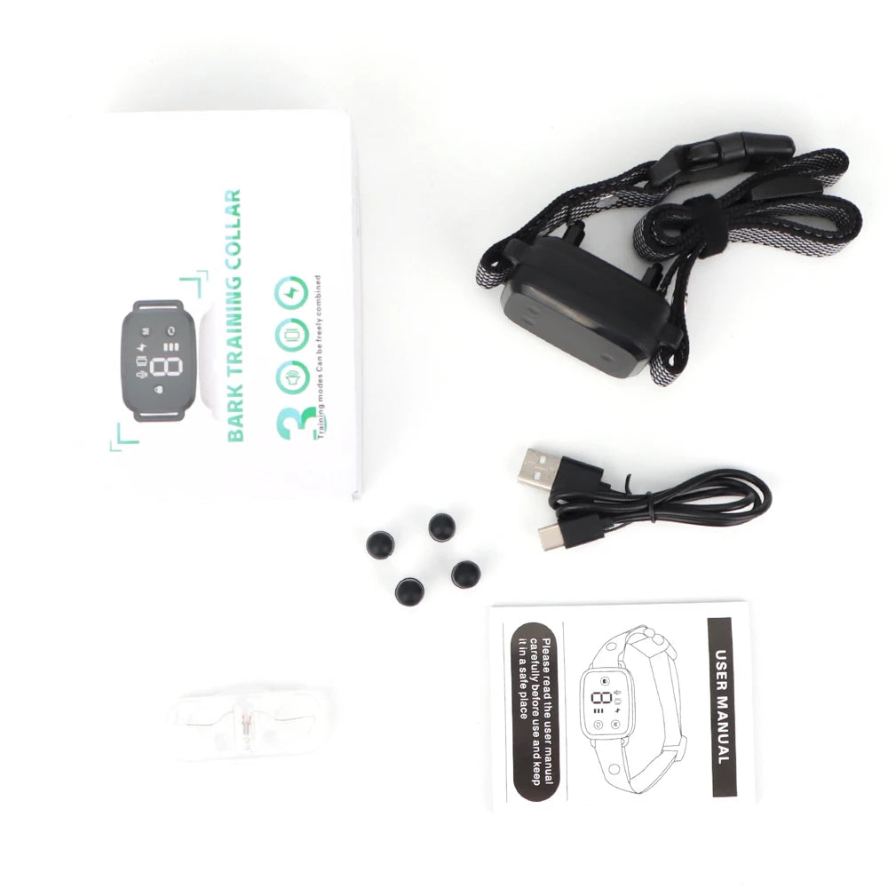 Smart Anti-Bark Dog Collar - HD Display, Rechargeable, Waterproof IP67 Bark Control for All Breeds