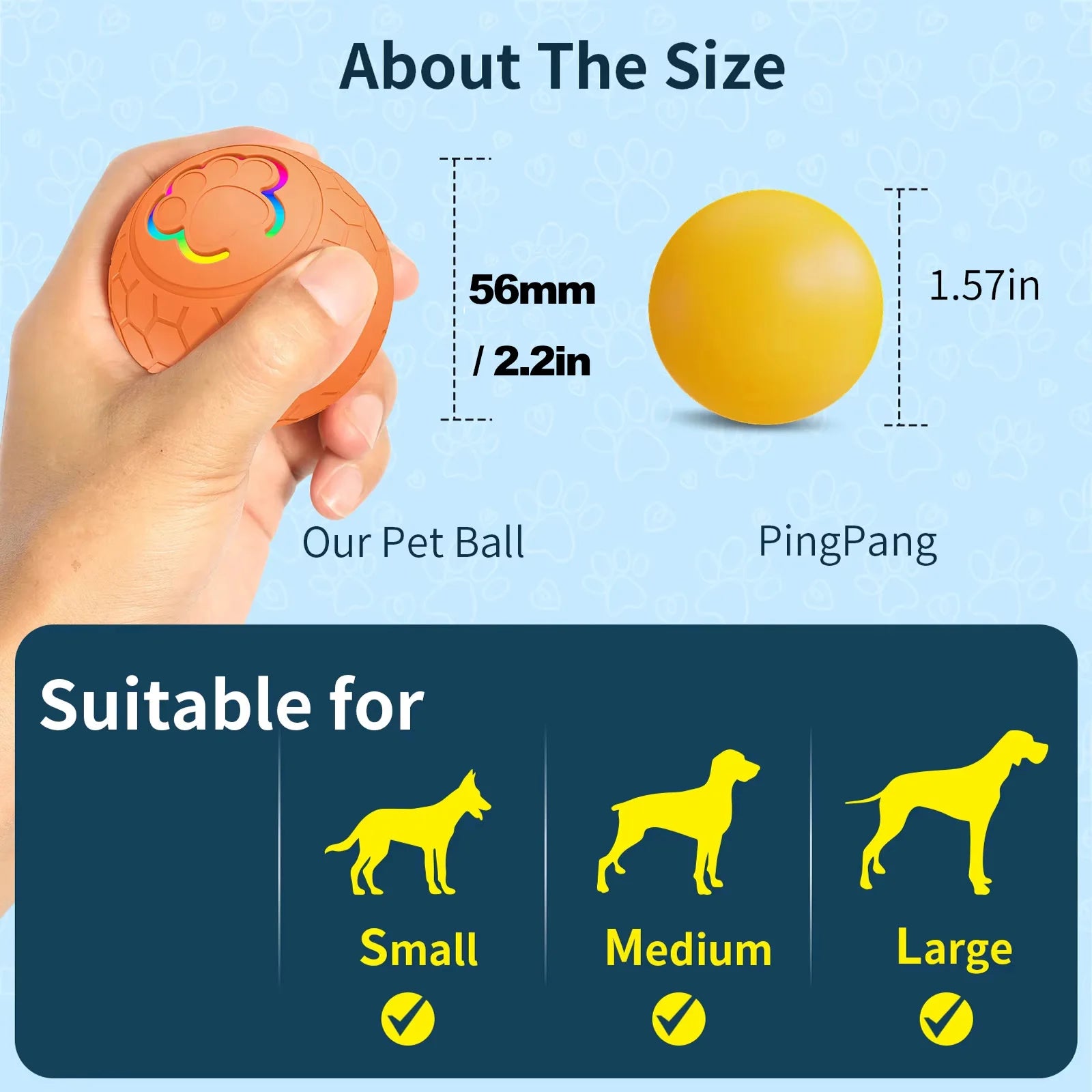 Smart Interactive Dog Toy Ball – USB Rechargeable, Automatic Bouncing & Rolling with RGB Lights for Dogs & Cats