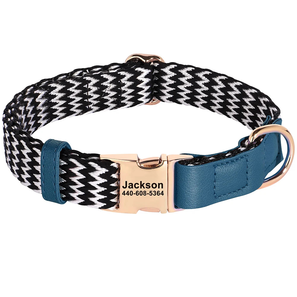 Custom Nylon Dog Collar – Durable PU Leather, Personalised ID Collar for Small, Medium & Large Dogs