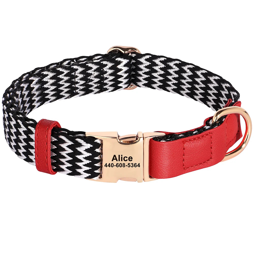 Custom Nylon Dog Collar – Durable PU Leather, Personalised ID Collar for Small, Medium & Large Dogs