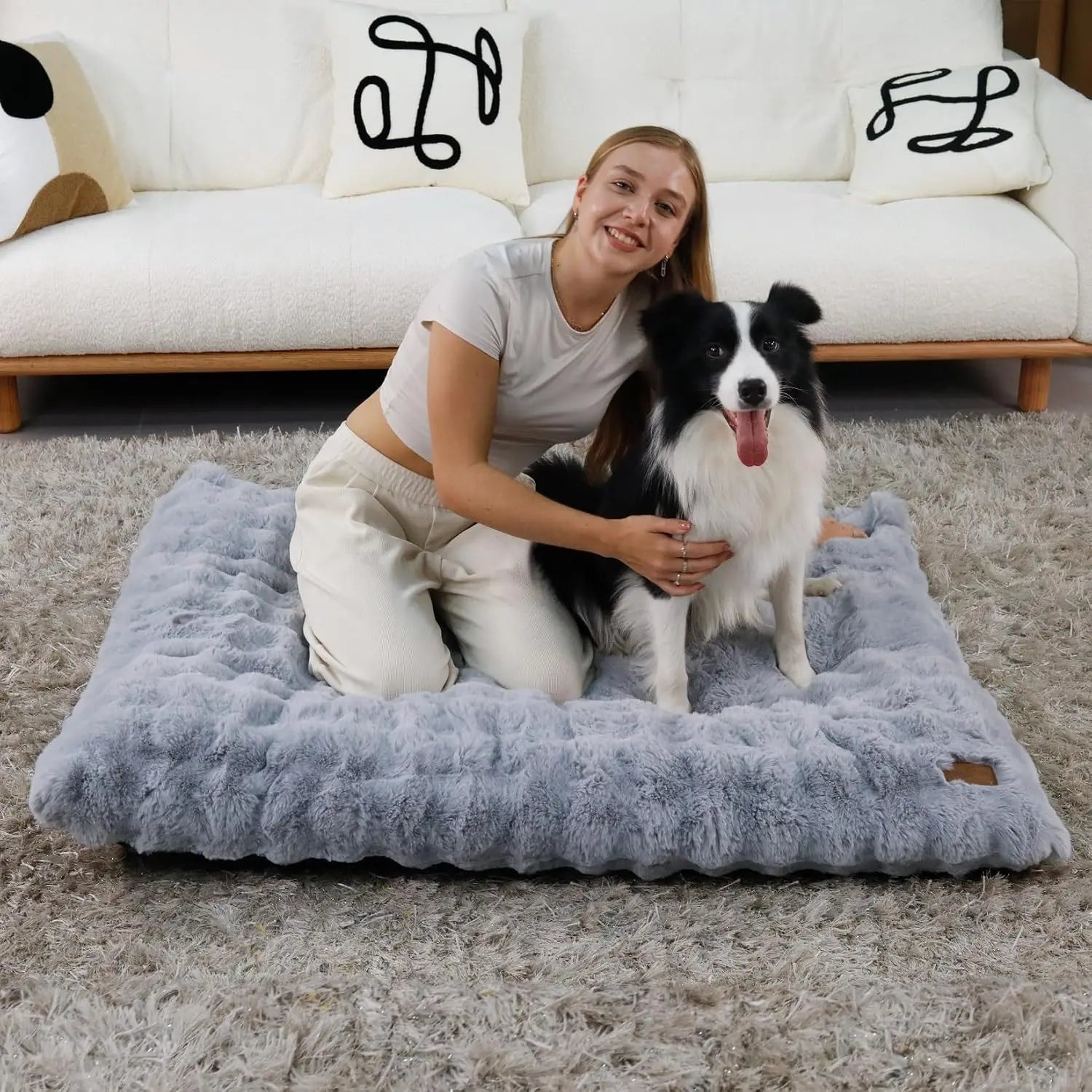 Ultra Plush Dog Bed – Soft Washable Pet Cushion & Crate Mattress for Puppies and Large Dogs
