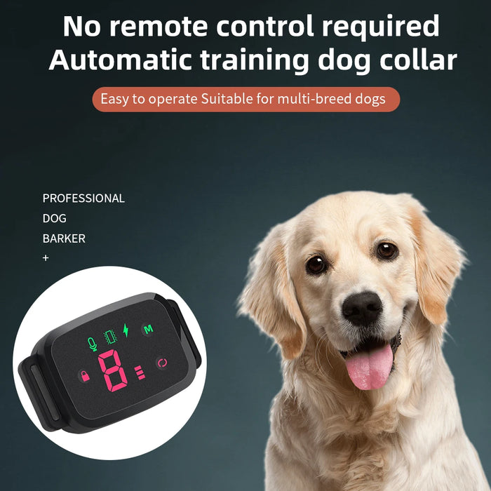 Smart Anti-Bark Dog Collar - HD Display, Rechargeable, Waterproof IP67 Bark Control for All Breeds