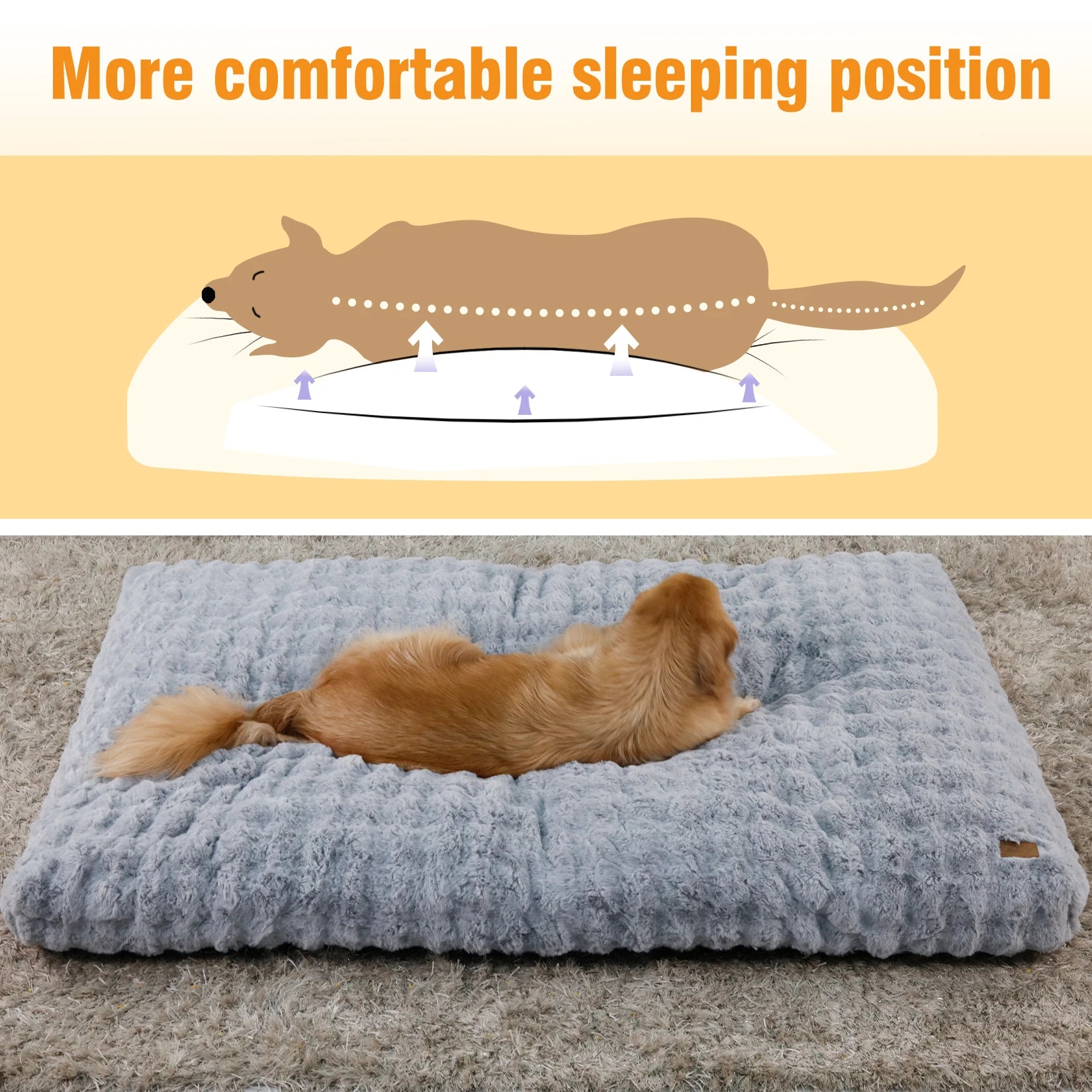 Ultra Plush Dog Bed – Soft Washable Pet Cushion & Crate Mattress for Puppies and Large Dogs